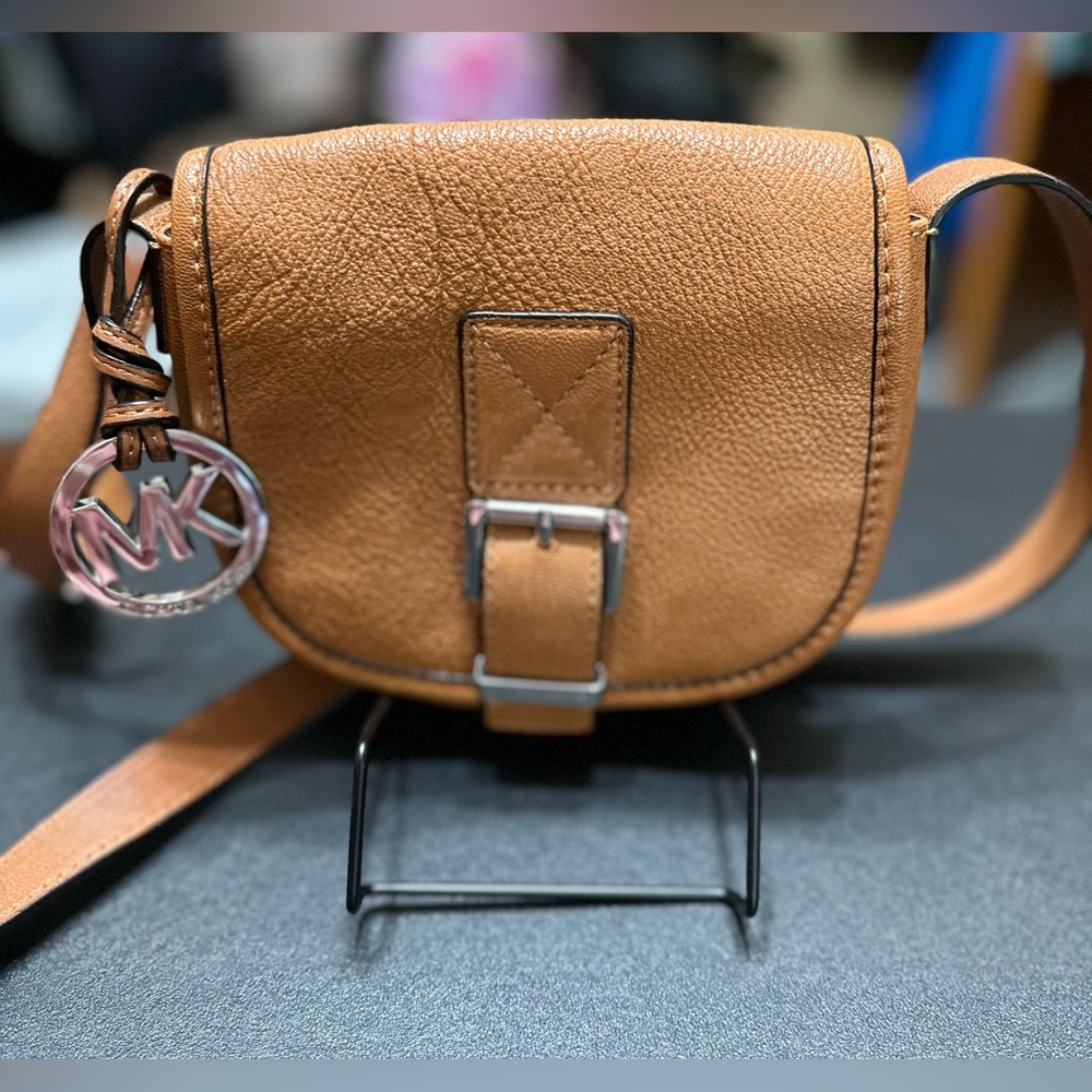 Michael Michael Kors Camel Tan Leather Crossbody Saddle Bag